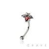 RED TEARDROP CZ BAT 316L SURGICAL STEEL CURVED BARBELL/EYEBROW
